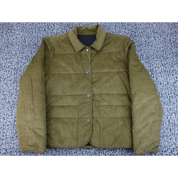 Toad&Co Mcway Quilted Puffer Jacket Womens M Olive Green Quilted Snap Front Coat